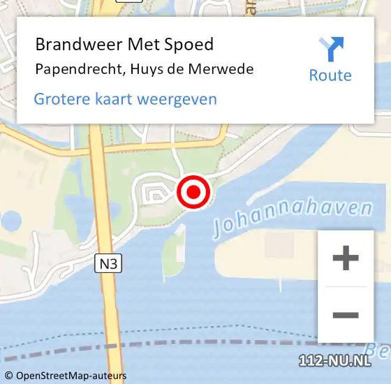 Locatie op kaart van de 112 melding: Brandweer Met Spoed Naar Papendrecht, Huys de Merwede op 26 januari 2024 11:36