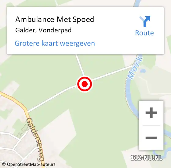 Locatie op kaart van de 112 melding: Ambulance Met Spoed Naar Galder, Vonderpad op 23 september 2014 14:59