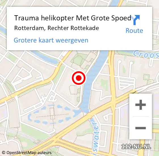 Locatie op kaart van de 112 melding: Trauma helikopter Met Grote Spoed Naar Rotterdam, Rechter Rottekade op 26 januari 2024 12:02