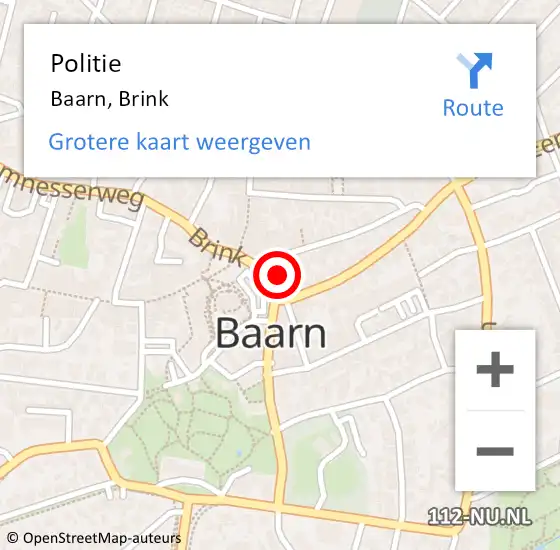 Locatie op kaart van de 112 melding: Politie Baarn, Brink op 26 januari 2024 12:10