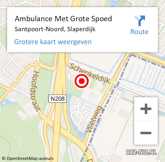 Locatie op kaart van de 112 melding: Ambulance Met Grote Spoed Naar Santpoort-Noord, Slaperdijk op 26 januari 2024 12:12