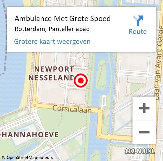 Locatie op kaart van de 112 melding: Ambulance Met Grote Spoed Naar Rotterdam, Pantelleriapad op 26 januari 2024 12:35