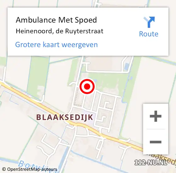 Locatie op kaart van de 112 melding: Ambulance Met Spoed Naar Heinenoord, de Ruyterstraat op 26 januari 2024 12:35