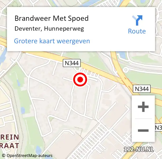 Locatie op kaart van de 112 melding: Brandweer Met Spoed Naar Deventer, Hunneperweg op 26 januari 2024 12:37