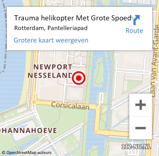 Locatie op kaart van de 112 melding: Trauma helikopter Met Grote Spoed Naar Rotterdam, Pantelleriapad op 26 januari 2024 12:41