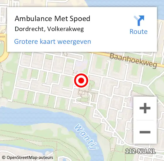 Locatie op kaart van de 112 melding: Ambulance Met Spoed Naar Dordrecht, Volkerakweg op 26 januari 2024 12:55