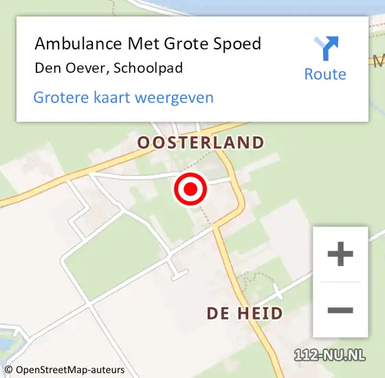 Locatie op kaart van de 112 melding: Ambulance Met Grote Spoed Naar Den Oever, Schoolpad op 26 januari 2024 13:06