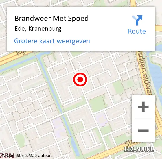 Locatie op kaart van de 112 melding: Brandweer Met Spoed Naar Ede, Kranenburg op 26 januari 2024 13:31