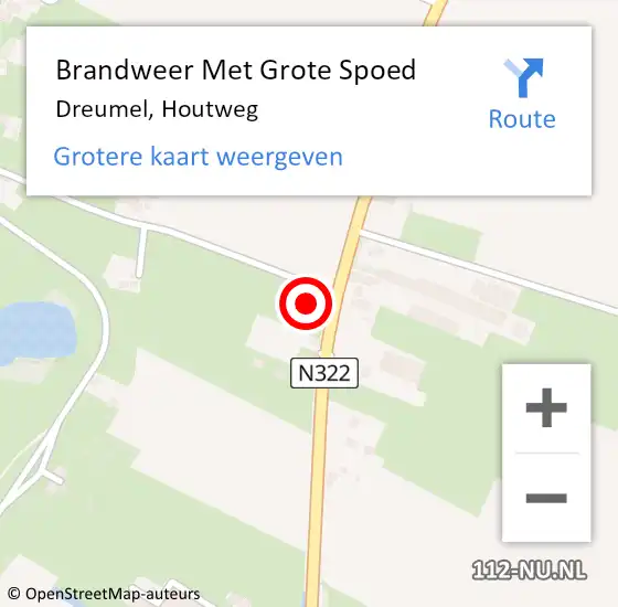 Locatie op kaart van de 112 melding: Brandweer Met Grote Spoed Naar Dreumel, Houtweg op 26 januari 2024 13:58