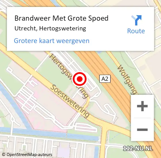 Locatie op kaart van de 112 melding: Brandweer Met Grote Spoed Naar Utrecht, Hertogswetering op 26 januari 2024 14:25