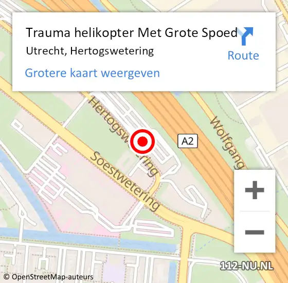 Locatie op kaart van de 112 melding: Trauma helikopter Met Grote Spoed Naar Utrecht, Hertogswetering op 26 januari 2024 14:25