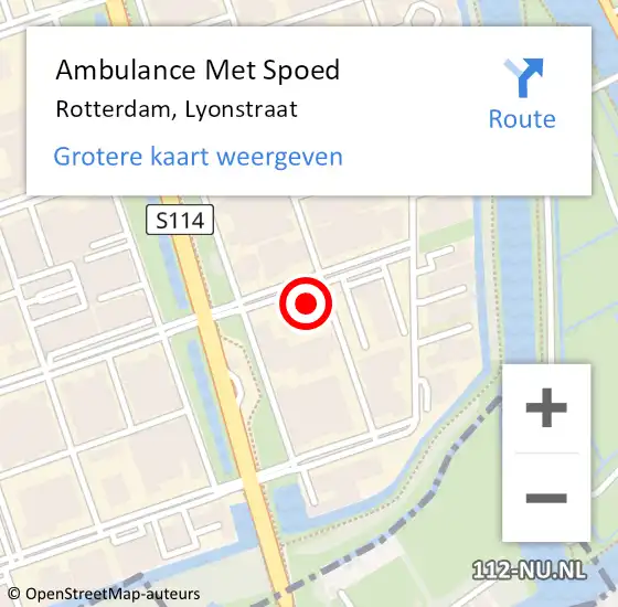 Locatie op kaart van de 112 melding: Ambulance Met Spoed Naar Rotterdam, Lyonstraat op 26 januari 2024 14:36