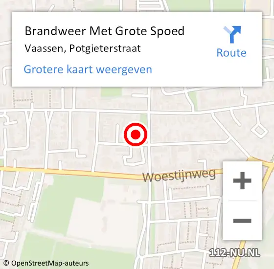 Locatie op kaart van de 112 melding: Brandweer Met Grote Spoed Naar Vaassen, Potgieterstraat op 26 januari 2024 14:37