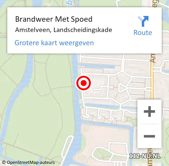 Locatie op kaart van de 112 melding: Brandweer Met Spoed Naar Amstelveen, Landscheidingskade op 26 januari 2024 14:40