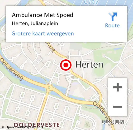 Locatie op kaart van de 112 melding: Ambulance Met Spoed Naar Herten, Julianaplein op 26 januari 2024 14:45