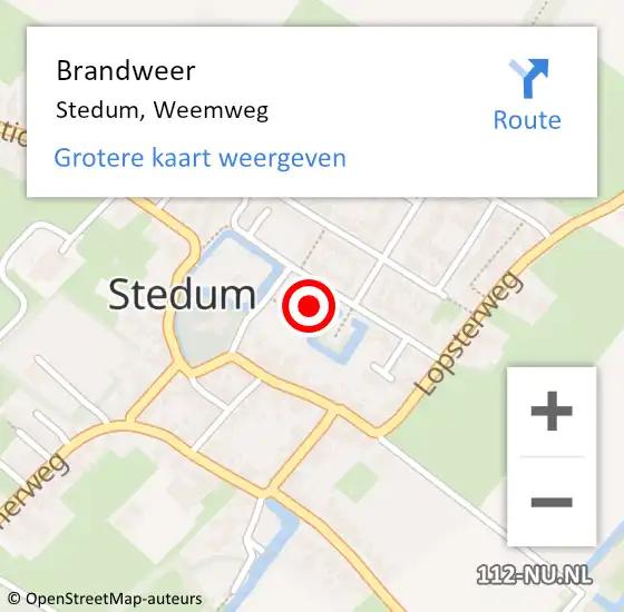 Locatie op kaart van de 112 melding: Brandweer Stedum, Weemweg op 26 januari 2024 14:52