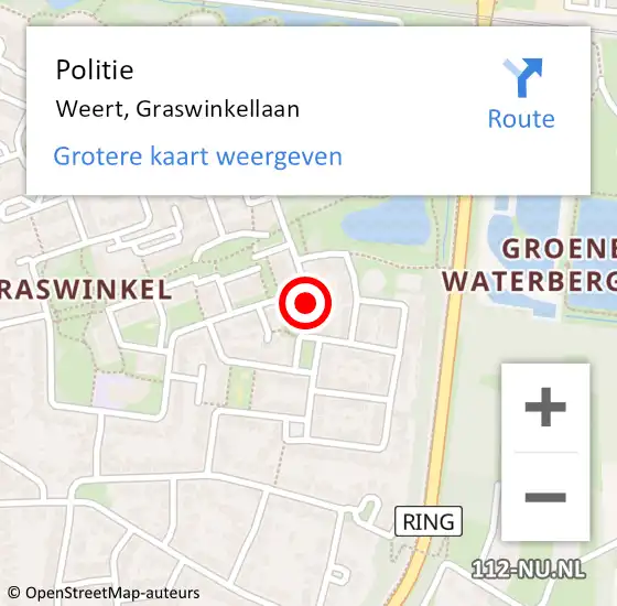Locatie op kaart van de 112 melding: Politie Weert, Graswinkellaan op 26 januari 2024 15:30