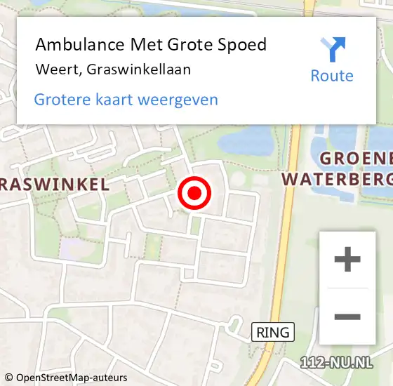 Locatie op kaart van de 112 melding: Ambulance Met Grote Spoed Naar Weert, Graswinkellaan op 26 januari 2024 15:33