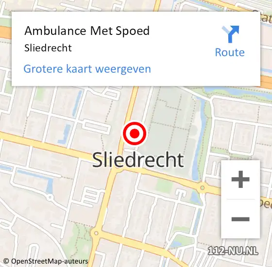 Locatie op kaart van de 112 melding: Ambulance Met Spoed Naar Sliedrecht op 26 januari 2024 15:38