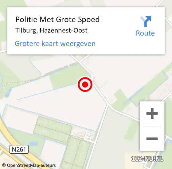 Locatie op kaart van de 112 melding: Politie Met Grote Spoed Naar Tilburg, Hazennest-Oost op 26 januari 2024 15:55