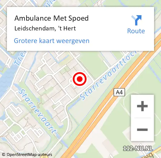 Locatie op kaart van de 112 melding: Ambulance Met Spoed Naar Leidschendam, 't Hert op 26 januari 2024 16:13