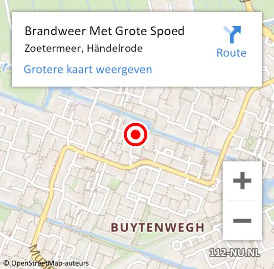 Locatie op kaart van de 112 melding: Brandweer Met Grote Spoed Naar Zoetermeer, Händelrode op 26 januari 2024 16:16