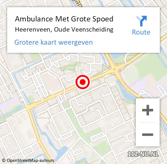 Locatie op kaart van de 112 melding: Ambulance Met Grote Spoed Naar Heerenveen, Oude Veenscheiding op 23 september 2014 15:33