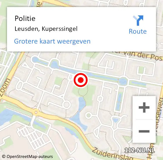 Locatie op kaart van de 112 melding: Politie Leusden, Kuperssingel op 26 januari 2024 16:35