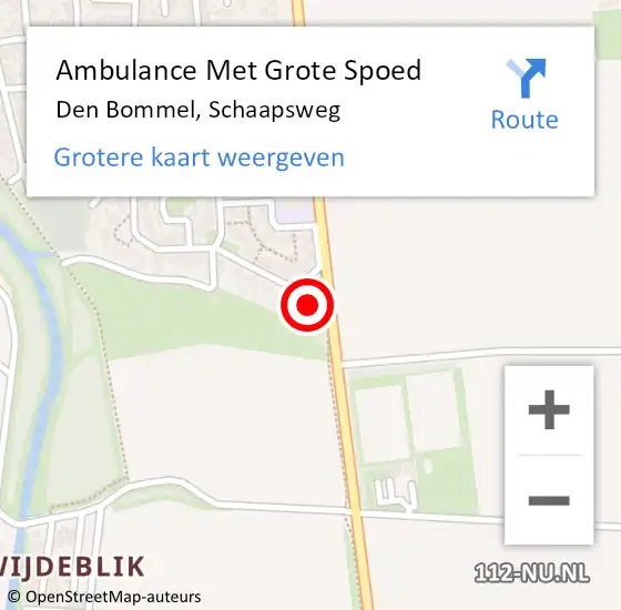 Locatie op kaart van de 112 melding: Ambulance Met Grote Spoed Naar Den Bommel, Schaapsweg op 26 januari 2024 16:36