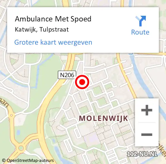 Locatie op kaart van de 112 melding: Ambulance Met Spoed Naar Katwijk, Tulpstraat op 23 september 2014 15:34