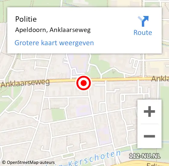 Locatie op kaart van de 112 melding: Politie Apeldoorn, Anklaarseweg op 26 januari 2024 16:46