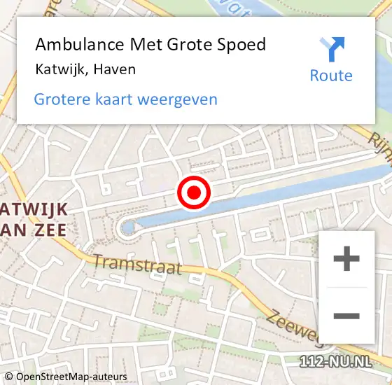 Locatie op kaart van de 112 melding: Ambulance Met Grote Spoed Naar Katwijk, Haven op 26 januari 2024 17:13