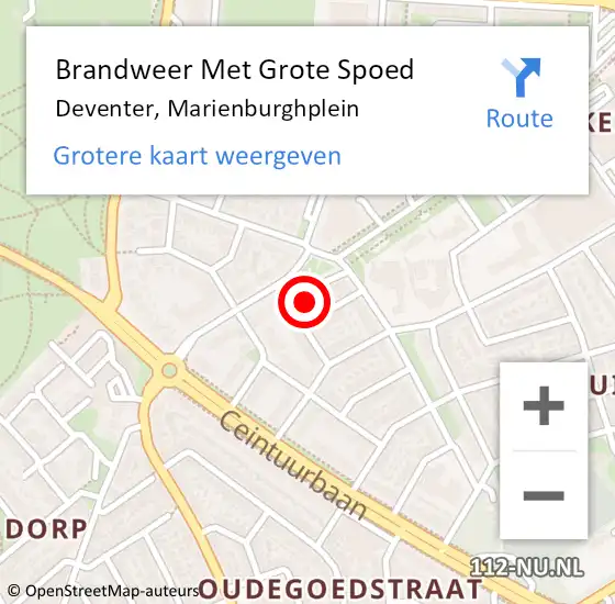 Locatie op kaart van de 112 melding: Brandweer Met Grote Spoed Naar Deventer, Marienburghplein op 23 september 2014 15:37