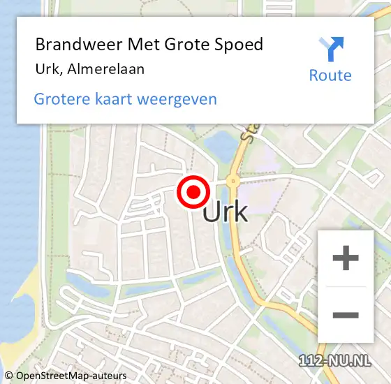 Locatie op kaart van de 112 melding: Brandweer Met Grote Spoed Naar Urk, Almerelaan op 26 januari 2024 17:21