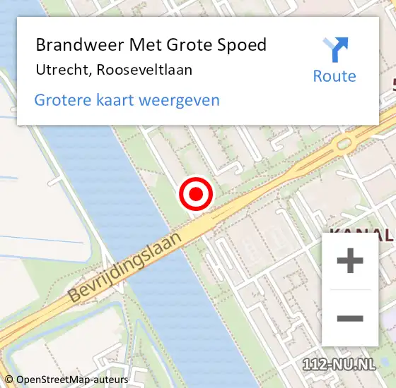 Locatie op kaart van de 112 melding: Brandweer Met Grote Spoed Naar Utrecht, Rooseveltlaan op 26 januari 2024 17:23