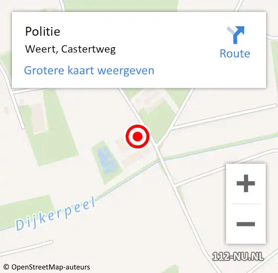 Locatie op kaart van de 112 melding: Politie Weert, Castertweg op 26 januari 2024 17:39