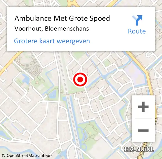 Locatie op kaart van de 112 melding: Ambulance Met Grote Spoed Naar Voorhout, Bloemenschans op 26 januari 2024 17:52