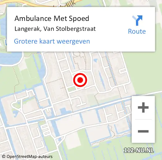 Locatie op kaart van de 112 melding: Ambulance Met Spoed Naar Langerak, Van Stolbergstraat op 26 januari 2024 18:07