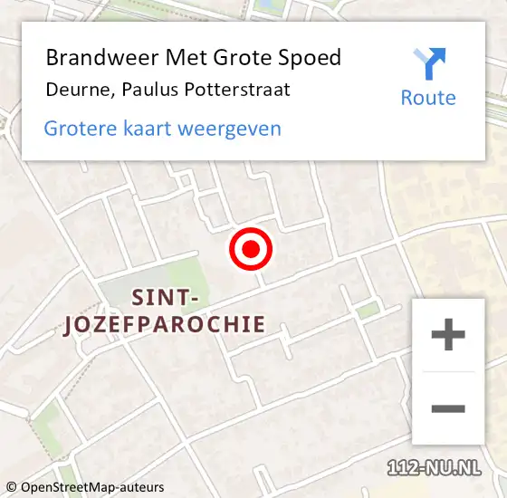 Locatie op kaart van de 112 melding: Brandweer Met Grote Spoed Naar Deurne, Paulus Potterstraat op 26 januari 2024 18:17