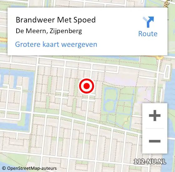 Locatie op kaart van de 112 melding: Brandweer Met Spoed Naar De Meern, Zijpenberg op 26 januari 2024 18:49