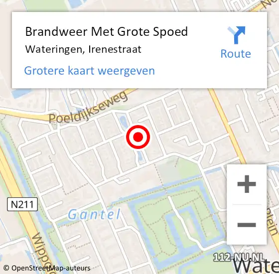 Locatie op kaart van de 112 melding: Brandweer Met Grote Spoed Naar Wateringen, Irenestraat op 26 januari 2024 19:03