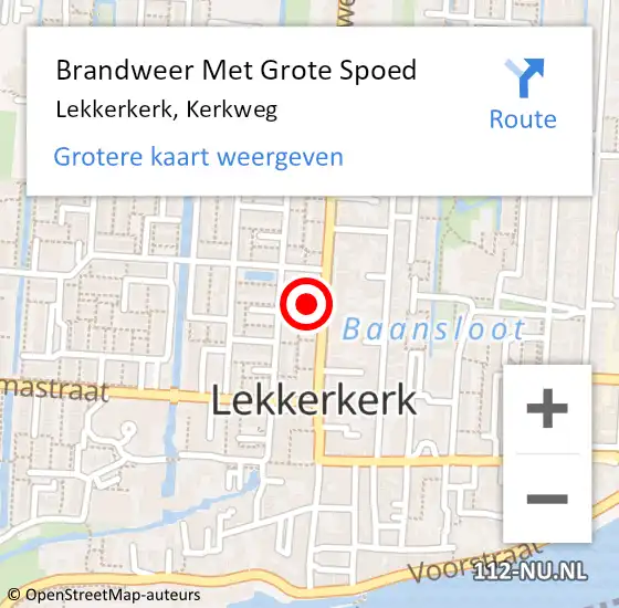 Locatie op kaart van de 112 melding: Brandweer Met Grote Spoed Naar Lekkerkerk, Kerkweg op 26 januari 2024 19:04