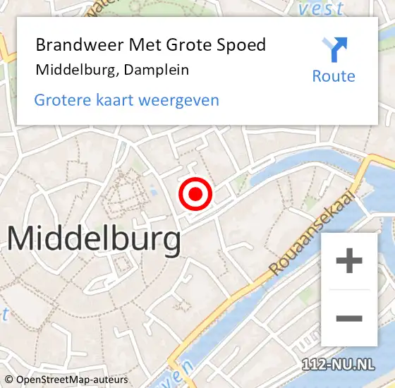 Locatie op kaart van de 112 melding: Brandweer Met Grote Spoed Naar Middelburg, Damplein op 26 januari 2024 19:04