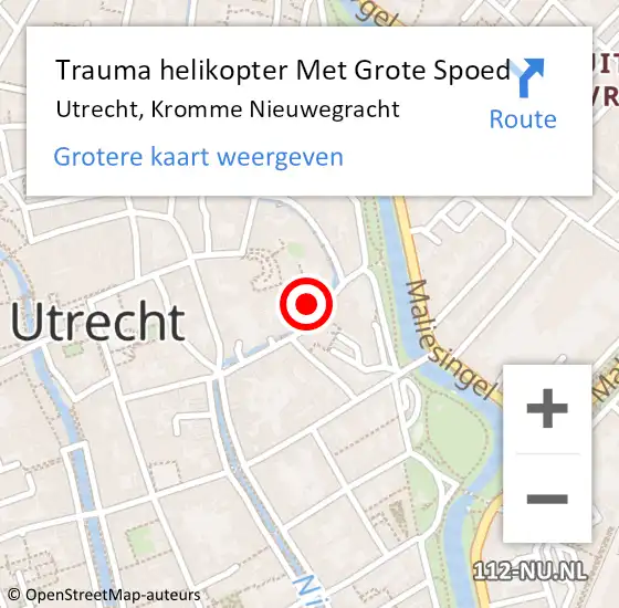 Locatie op kaart van de 112 melding: Trauma helikopter Met Grote Spoed Naar Utrecht, Kromme Nieuwegracht op 26 januari 2024 19:43