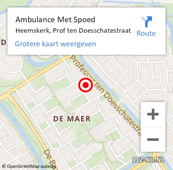 Locatie op kaart van de 112 melding: Ambulance Met Spoed Naar Heemskerk, Prof ten Doesschatestraat op 26 januari 2024 20:00