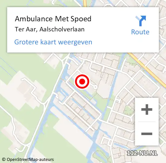 Locatie op kaart van de 112 melding: Ambulance Met Spoed Naar Ter Aar, Aalscholverlaan op 26 januari 2024 20:09