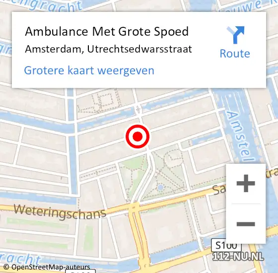 Locatie op kaart van de 112 melding: Ambulance Met Grote Spoed Naar Amsterdam, Utrechtsedwarsstraat op 26 januari 2024 20:11
