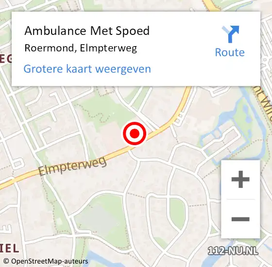 Locatie op kaart van de 112 melding: Ambulance Met Spoed Naar Roermond, Elmpterweg op 26 januari 2024 20:16