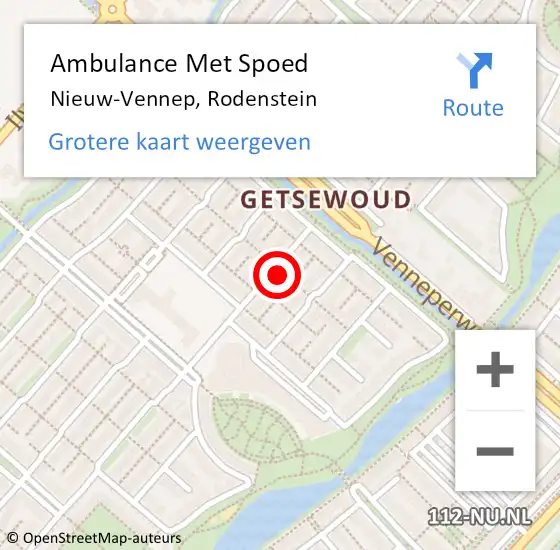 Locatie op kaart van de 112 melding: Ambulance Met Spoed Naar Nieuw-Vennep, Rodenstein op 26 januari 2024 20:29