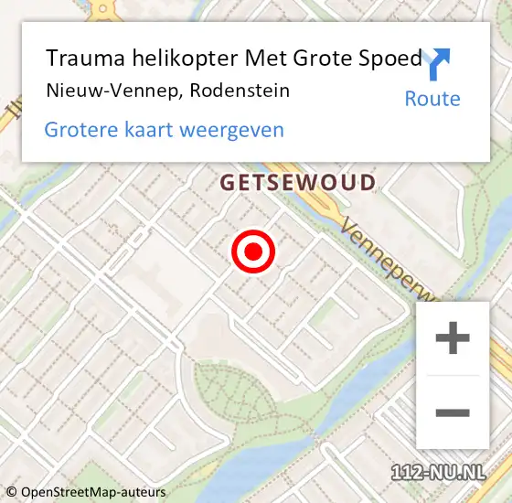 Locatie op kaart van de 112 melding: Trauma helikopter Met Grote Spoed Naar Nieuw-Vennep, Rodenstein op 26 januari 2024 20:40